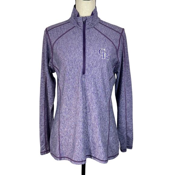 Colorado Rockies Baseball Medium Pullover Jacket 1/2 Zip Heather Stretch Womens - Picture 1 of 8